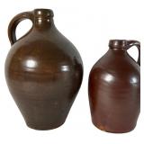 Two American Albany Slip Glazed Stoneware Jugs