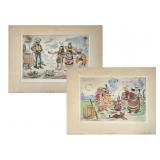 Two Emil Medardus Signed Drypoint Prints