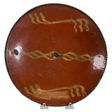 Early American Slip Decorated Redware Plate