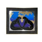Large Mirror Panther Serigraph World Map