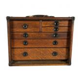 Oak Machinist Tool Chest with Assortment of Tools