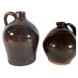 Two American Dark Brown Glazed Stoneware Jugs