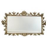 Large Ornate Cast Brass Mirrored Vanity Tray