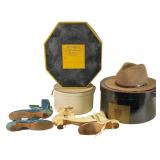 Two Pairs of Pingree Co. Boots and Hat Boxes