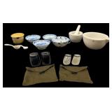 Assorted Ceramics and Horn Table Accessories