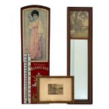 Trio of Vintage Wall Decor and Mirror