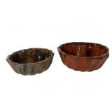 Two Glazed Redware Turks Head Baking Molds