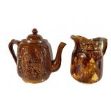 Rockingham Glaze Rebekah at the Well Teapot Set