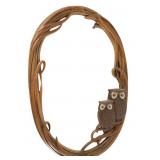 Vintage 1970s Faux Wood Owl Wall Mirror