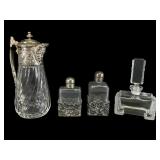 Silver-Plated Claret Jug and Glass Bottles