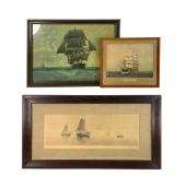 Trio of Framed Nautical Sailing Ship Prints