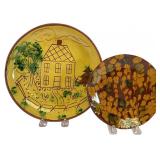 Two Breininger Redware Pottery Plates