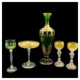 Group of Enameled & Gilded Continental Art Glass