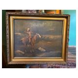 Unsigned Native American Fire Arrow Oil Painting