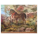Framed Girl With Horse Print