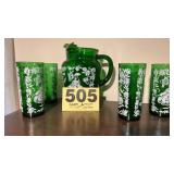 Forest green pitcher and 5