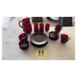 Ruby red bubble glass