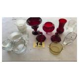 Pigeon blood glass, misc glass