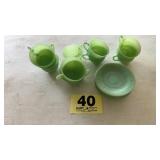 Jadite Jane ray 11cups 8 saucers