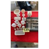 Pink shell & milk glass