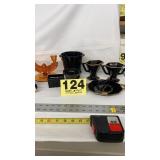 Black amethyst & candle stands