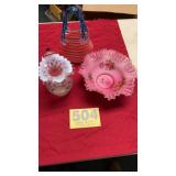 Fenton bowl and pitcher, basket