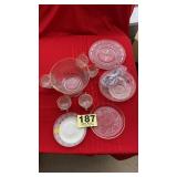 Sandwich glass punch bowl set tier plate & more
