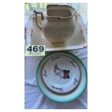 Chipped Pitcher and bowl, plates