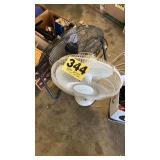 Cast iron door stop, fans, misc
