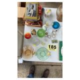 Fostoria bowl Doulton plate, etc.