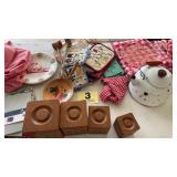 Aprons, hot pads, canister set etc