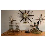Lamps, clock, candle holders