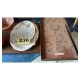Pinball back, small folding table, lamp and