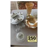 Iris and herring bone carnival glass