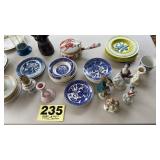 Blue willow, occupied Japan figures, misc plates