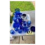 Blue sailboat glassware