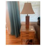 Vintage Side Table & Wood Lamp