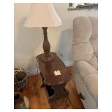 Vintage Magazine Rack Table & Wood  Lamp