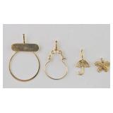 14k Charm Holders, Butterfly, Umbrella Pendants