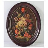 Vintage Floral Still Life Oval Painting