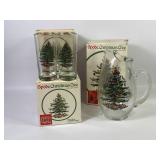 Spode Christmas Tree Pitcher & High Ball Glasses