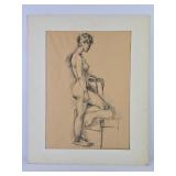 Charcoal Figural Nude Drawing By Ted Rosenbyer