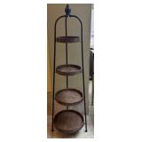 Rustic Metal & Wood 4-Tier Round Display Shelf