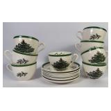 Spode Christmas Tree Cups & Saucers (15)