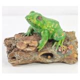 Frog On Log Cement Garden Statue