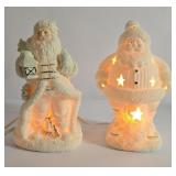 Porcelain Lighted Santa Sculptures