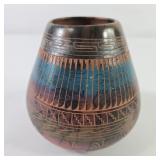 Navajo Horse Hair Pottery Vase Signed R Largo