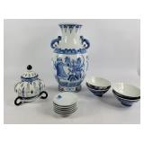 Blue & White Porcelain Vase, Candle Holder+ (12)