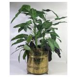 Clawfoot Brass Planter w/ Artificial Folage