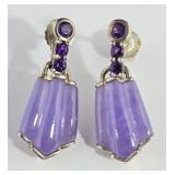 Sterling Art Deco Amethyst Drop Post Earrings